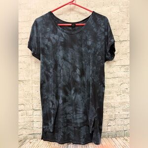 Tahari Black & Charcoal Tie-Dye Short Sleeve Tee sz XS